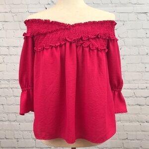 THE IMPECCABLE PIG Raspberry Off Shoulder Top sz S